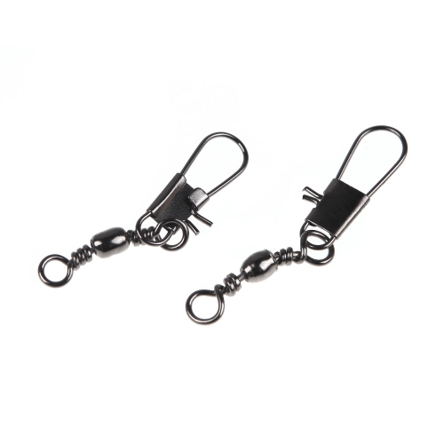 

50Pcs 10# Rolling Barrel Swivel with Safety Snap Solid Rings Fishing Connector