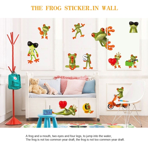 Dessin animé enfant chambre Decor Decal drôle de grenouille humoristique ventru mur amovible Stickers bricolage enfant