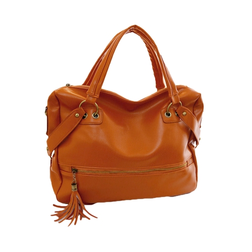 Korean Fashion Women Handbags PU Leather Rivet Tassel Shoulder Crossbody Bags Brown