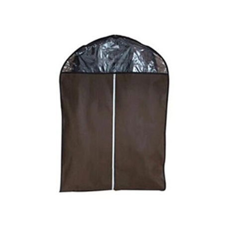 Tissu non-tissé stockage vêtement couvercle protecteur sac avec haut translucide pour le costume robe vêtements antipoussière moyenne taille café