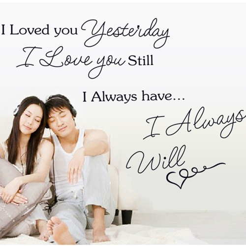 

English Letter I Love You Removable Wall Stickers Art Decals Mural DIY Wallpaper for Room Decal 60 * 90cm