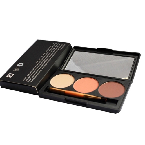 

Professional 3 Color Shimmer Glitter Makeup Eyeshadow Palette with Mirror & Double Ended Brush
