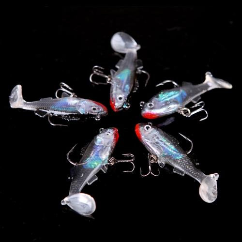 

5Pcs 6.5cm 8g Soft Bait Lead Head Fish Lures Fishing Tackle Sharp Hook T Tail