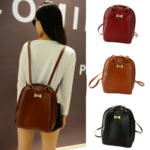 

New Cute Women Girl Backpack PU Leather Bow Decoration Large Capacity Bags