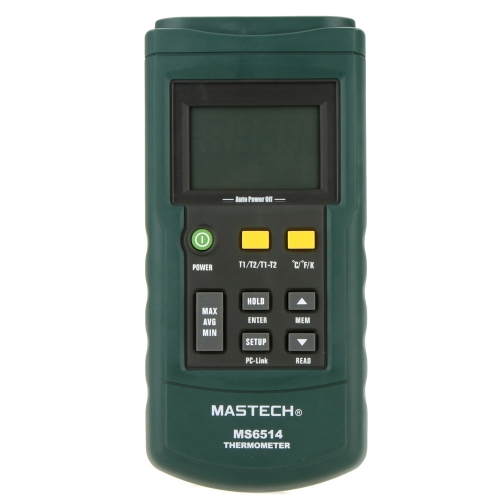 

MASTECH MS6514 Digital Thermometer Dual-channel Temperature Sensor for K/J/T/E/R/S/N Thermocouple w/USB Interface