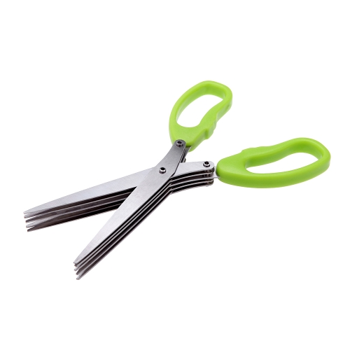 

Multi-functional Stainless Steel Kitchen Knives 5 Layers Scissors Sushi Shredded Scallion Cut Herb Spices Scissors