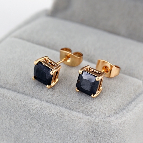 

1пара Черный Кристалл Циркон 18K Платинированные Квадратные Серьги-гвоздики Ювелирные изделия Подарок для женщин леди