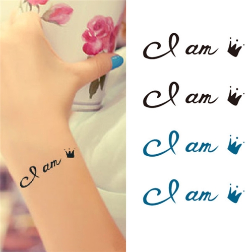 

Tattoo Sticker Crown Letters Pattern Waterproof Temporary Tattooing Paper Body Art