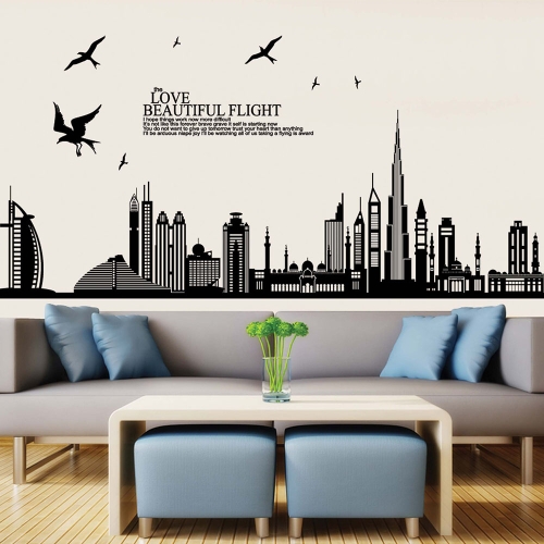 

Removable Wall Sticker City Silhouette Buildings Art Decals Mural DIY Wallpaper for Room Decal 60 * 90cm