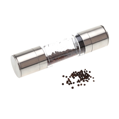 2 en 1 inox Portable poivre manuel Grinder Muller sel moulin cuisine assaisonnement outil de meulage