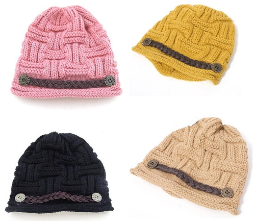 

New Winter Women Beanie Chunky Knit Baggy Hat Warm Ski Hat Cap Headwear Yellow