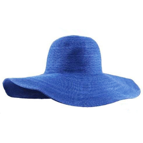 Fashion Cute Women Summer Straw Beach Hat Wide Large Brim Foldable Sun Hat Royal Blue