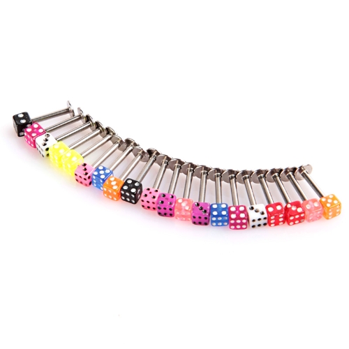 20pcs bunter Edelstahl Dice Lippenringen Labret Stud Piercing Bars