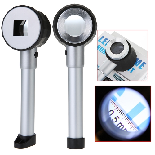 10X Handheld LED Optical Glass Magnifier with Scale Magnifying Jewelry Loupe