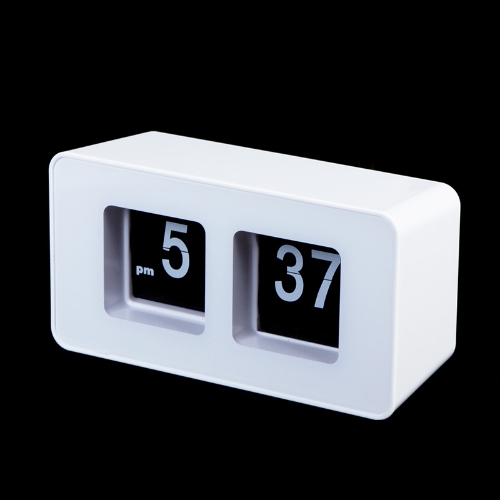 Retro Auto Flip Clock Classic Stylish Modern Desk Wall Clock White