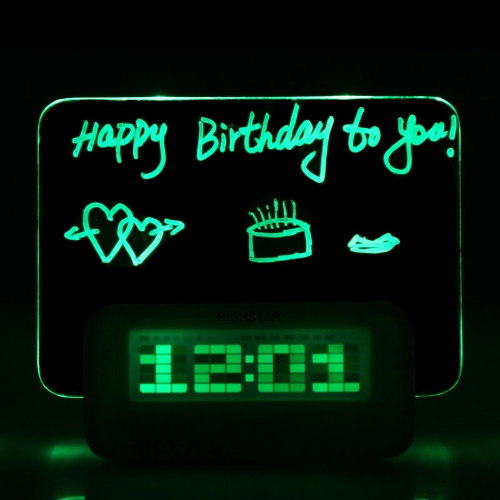 Digital Message Board Clock Alarm Temperature Calendar Timer Green Light