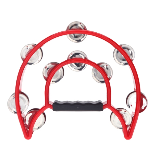 

Hand Held Tambourine Bell Double Row Metal Jingles Percussion Musical Toy for KTV Party Kids Games