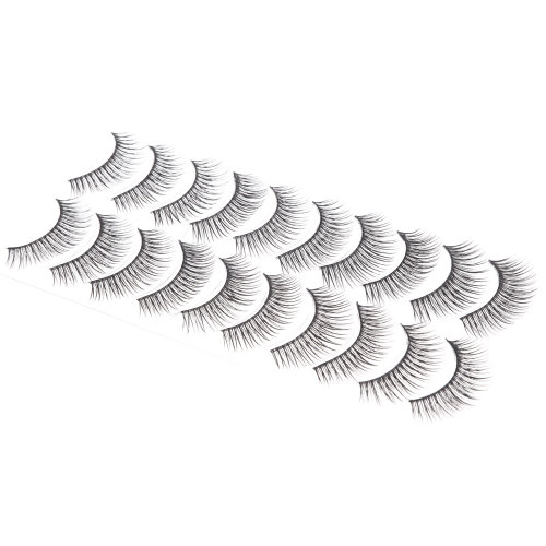 10 Pairs False Eyelashes Pure Hand-made Natural Long Voluminous Fake Lashes