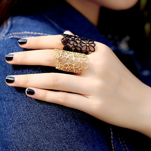 Fashion Design Bohemian Style Golden Hollow Out Flower Ring