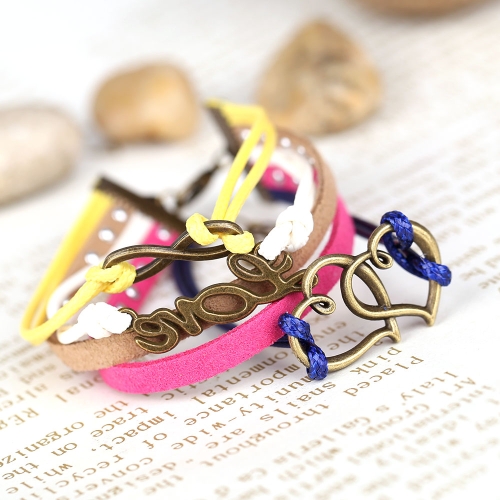 Fashion Vintage Retro Punk Rock Multilayer Leather Braided Pendants Bracelet Bangle Jewelry Accessory