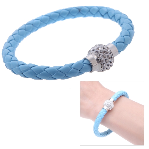 

Fashion Jewelry Accessory Leather Magnetic Buckle Rhinestone Crystal Bracelet Bangle Wristband