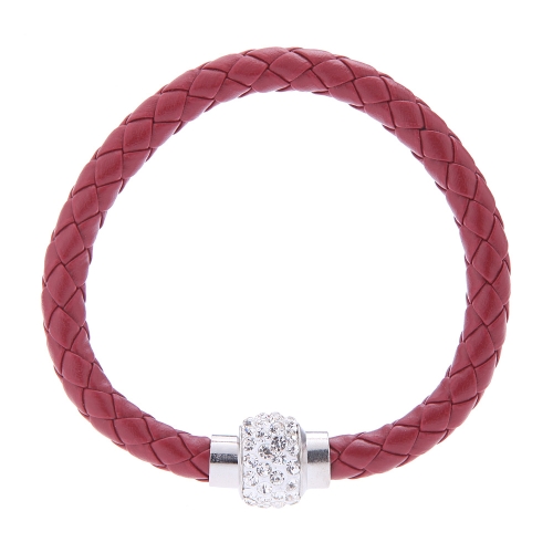 

Fashion Jewelry Accessory Leather Magnetic Buckle Rhinestone Crystal Bracelet Bangle Wristband