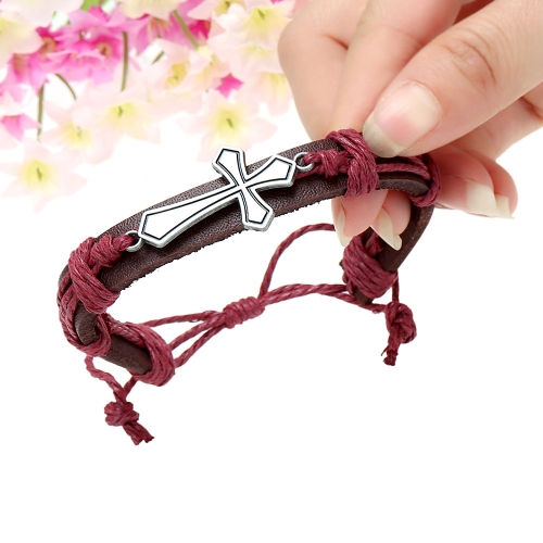 Brazalete de moda de aleación de cuero pulsera hombres mujeres