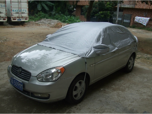

Prevent Heat Cold Sun Rain Snow Half Car Cover PVC Coating Cover Size XL 335 * 150cm