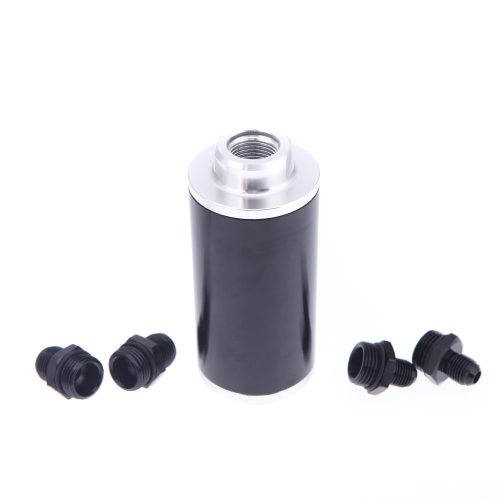 Universal Fuel Filter with 2pcs AN6/AN8/AN10 Adaptor Fittings Total 6pcs Black Fittings