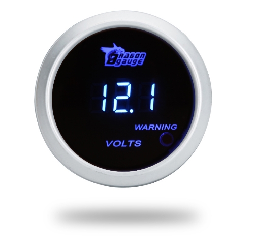 Digital-Spannung Meter Messgerät für Auto Auto 52mm 2 Zoll LCD 0 ~ 15V Warnung Licht Silber