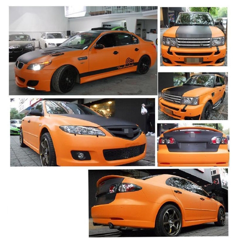 127*30CM 3D Carbon Fiber Film Vinyl Sticker Car Body / Interior Decoration Orange