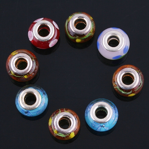 PROMOTION!! 8PCS WHOLESALE COLORFUL LAMPWORK RONDELLE GLASS BEAD MP010