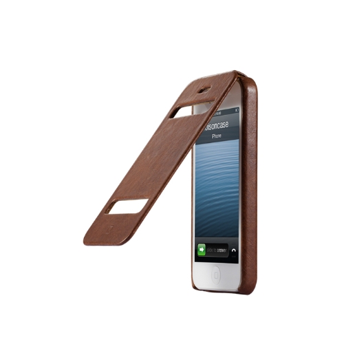 Jisoncase Genuine Leather Flip Cover per iPhone 5