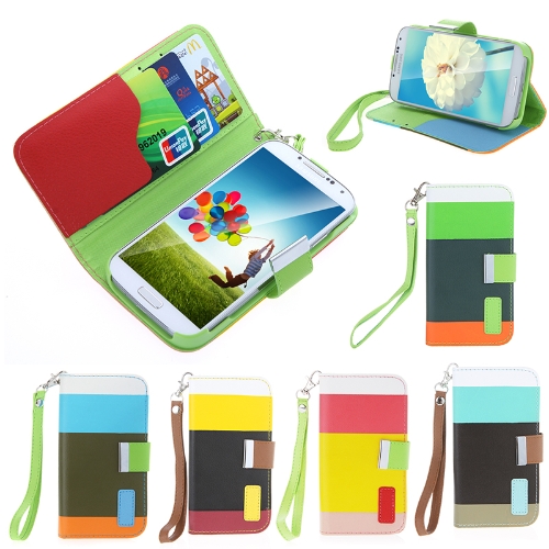 

Colorful Leather Wallet Case Flip Leather Stand Cover with Card Holder for Samsung Galaxy S4 i9500/i9505