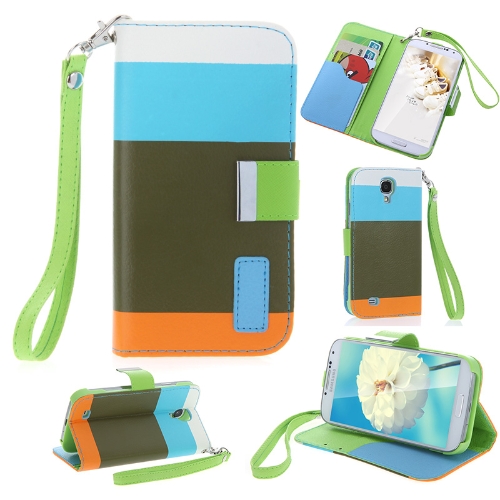 Colorful Leather Wallet Case Flip Leather Stand Cover with Card Holder for Samsung Galaxy S4 i9500/i9505