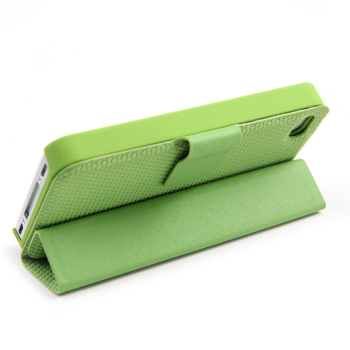 Magnetico adsorbimento Folio Smart Flip pelle Stand Cover per iPhone 4 4S multifunzionale titolare cuffia Bobbin Winder verde