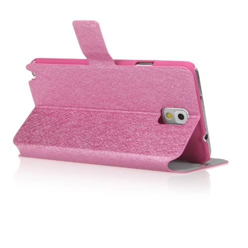 Fashion Wallet cuir Flip Case Stand couverture avec le titulaire de la carte pour Samsung N9000 Galaxy Note3 Rose