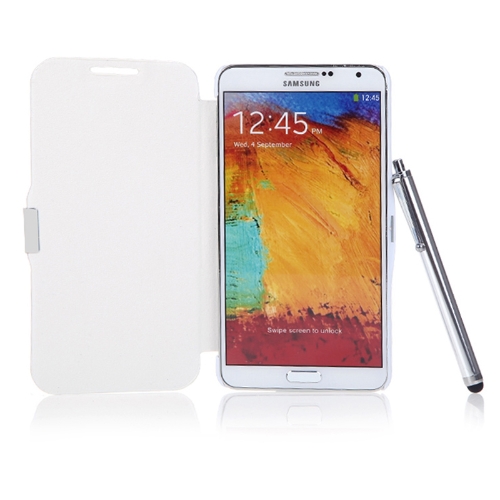 Magnetic Flip Leather Hard Full Case Cover for Samsung N9000 Galaxy Note3+Stylus Pen+Screen Film White