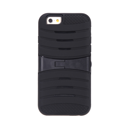 Détachable double couche Silicone & coque de protection Case PC DOS couvrent avec socle pour iPhone noir 6