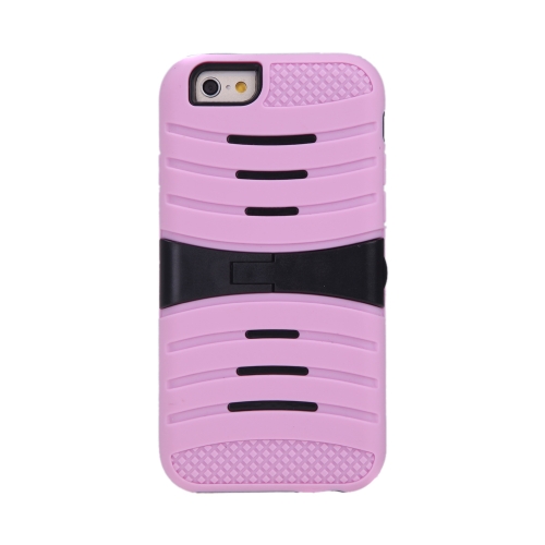 Détachable double couche Silicone & coque de protection Case PC DOS couvrent avec socle pour iPhone rose 6