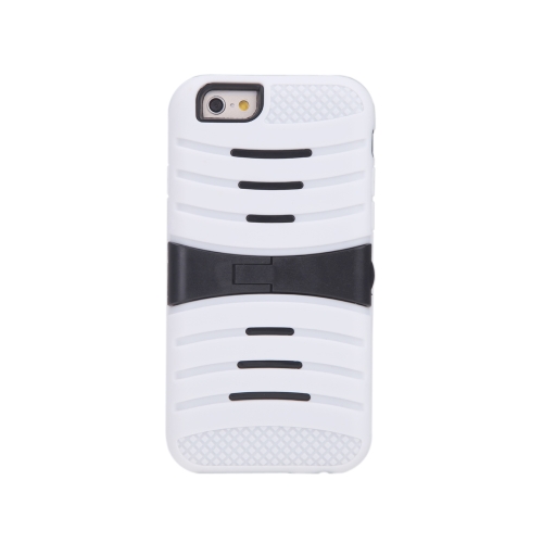 Detachable Dual Layer Silicone & PC Back Case Protective Shell Cover with Stand for iPhone 6 White