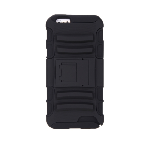 Pour l'iPhone 6 4,7 cm double couche & PC arrière protection Shell Housse étui Case Silicone avec support noir