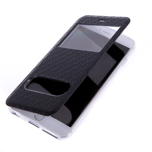 Mode-Dual Double View Fenster Slim Flip PU Leder Case Schutzhülle mit Standfuß für iPhone 6 Plus