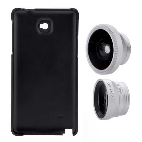 3-in-1 telefono foto lente 180° Fisheye 0,67 X grandangolare 10 X Macro Set con custodia per Samsung Galaxy Note4