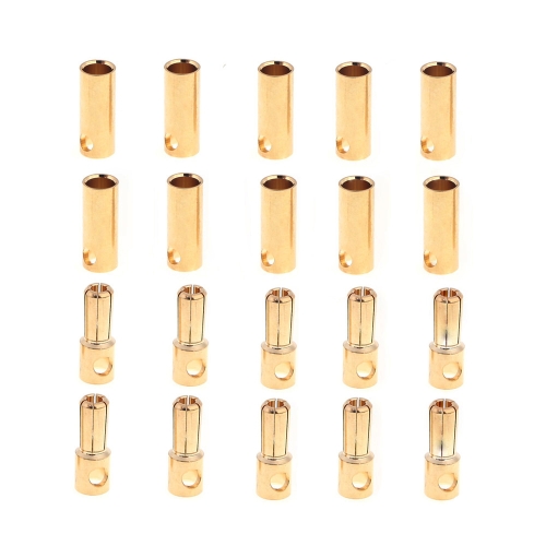 10 Pairs 5.5mm Copper Bullet Banana Plug Connectors Male + Female for RC Motor ESC Battery Part