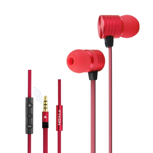 VYKON MK-2 de 3.5 mm In-ear Auriculares con Micrófono y 1.2 m cable para iPhone iPad iPod MP3, MP4 Rojo