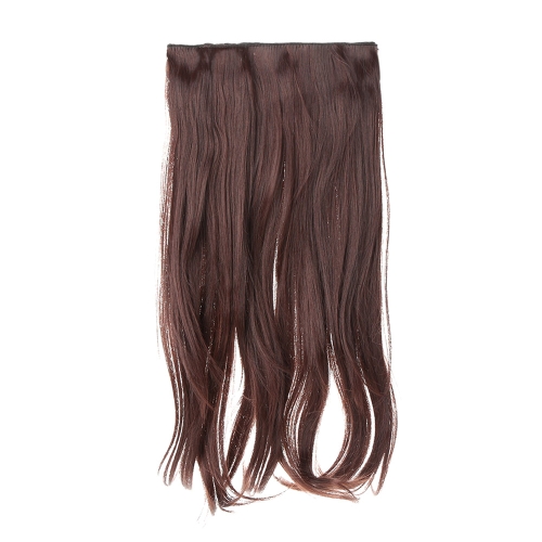 High Temperature Long Silk Slightly Curled Hair Slice Extension with 5 BB Clip-on Simulation Lace Wig