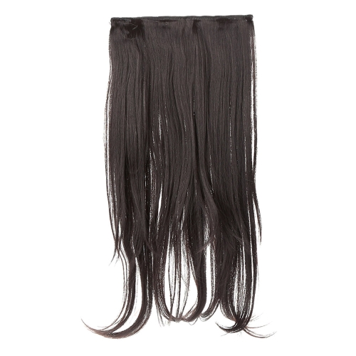 High Temperature Long Silk Slightly Curled Hair Slice Extension with 5 BB Clip-on Simulation Lace Wig