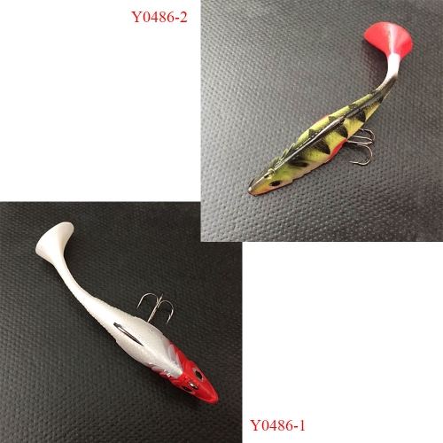 

2Pcs 11cm 19g Soft Lead Fishing Lures T Tail Baits Treble Hook